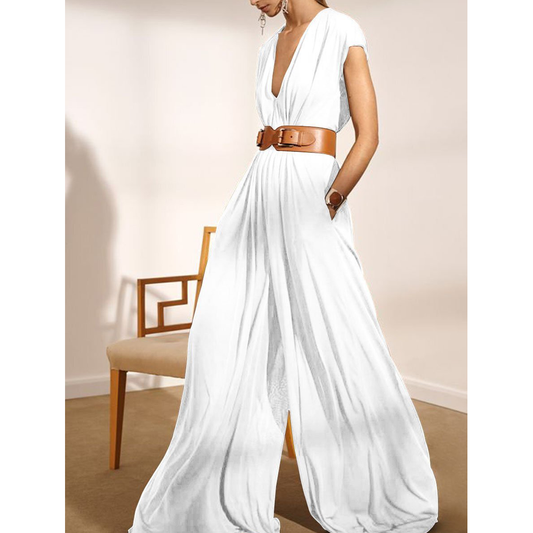 Classy Sleeveless Plus Size Jumpsuits-White-S-Free Shipping at meselling99