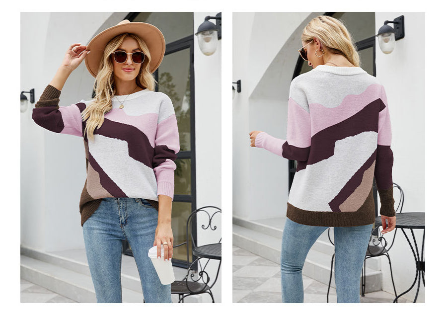 Women Round Neck Knitted Pullover Sweaters-Shirts & Tops-Free Shipping at meselling99