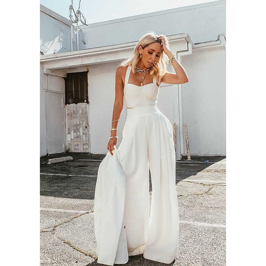 Women Summer Sexy Straps Crop Top and Loose Pants Suits--Free Shipping at meselling99