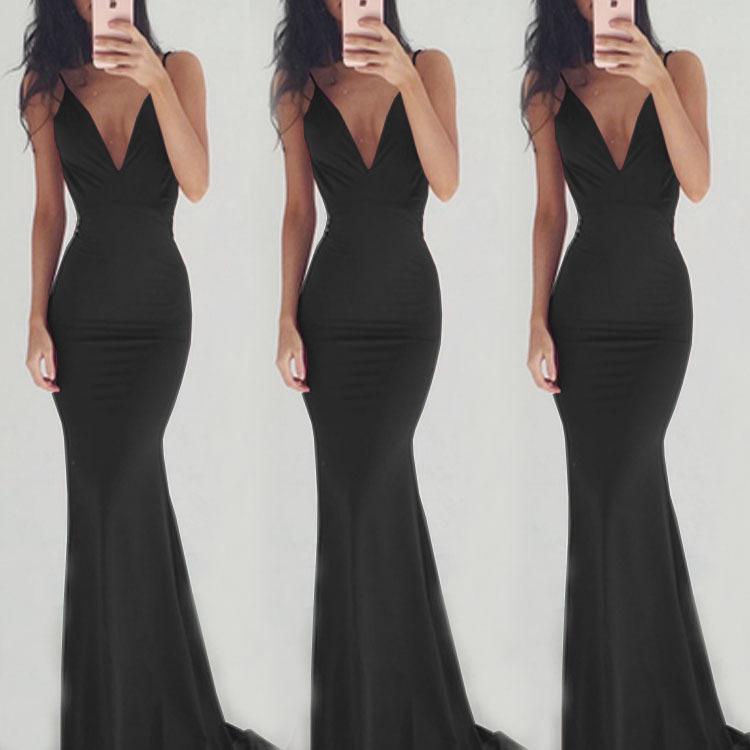 Sexy Sleevess Backless Long Evning Party Dresses-Sexy Dresses-Black-S-Free Shipping at meselling99