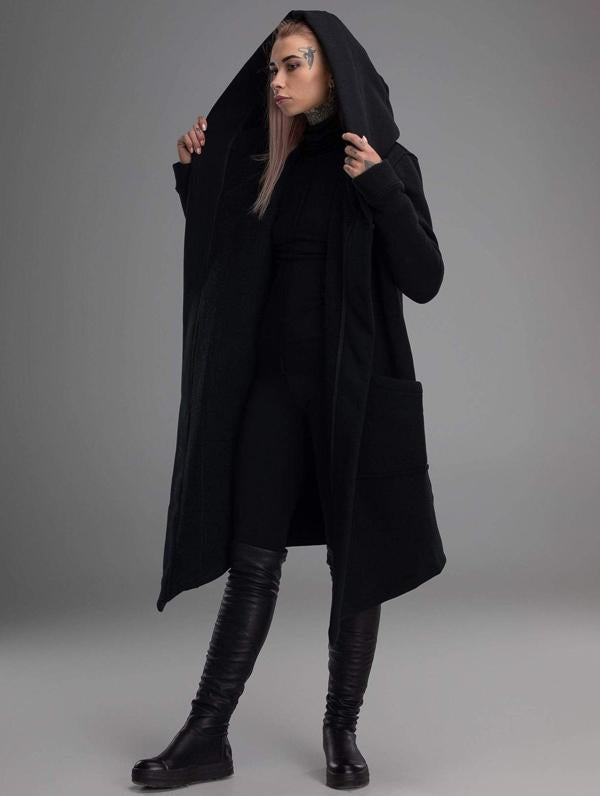 Meselling99 Thickened Black Hooded Coat-Outwears-Free Shipping at meselling99