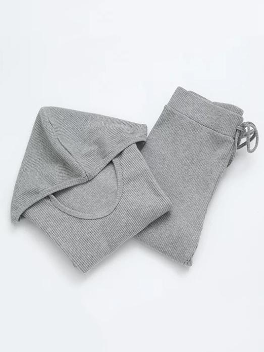 Women Casual Short Hoodies And Leggings Suits-Yoga&Gym Suits-GRAY-S-Free Shipping at meselling99