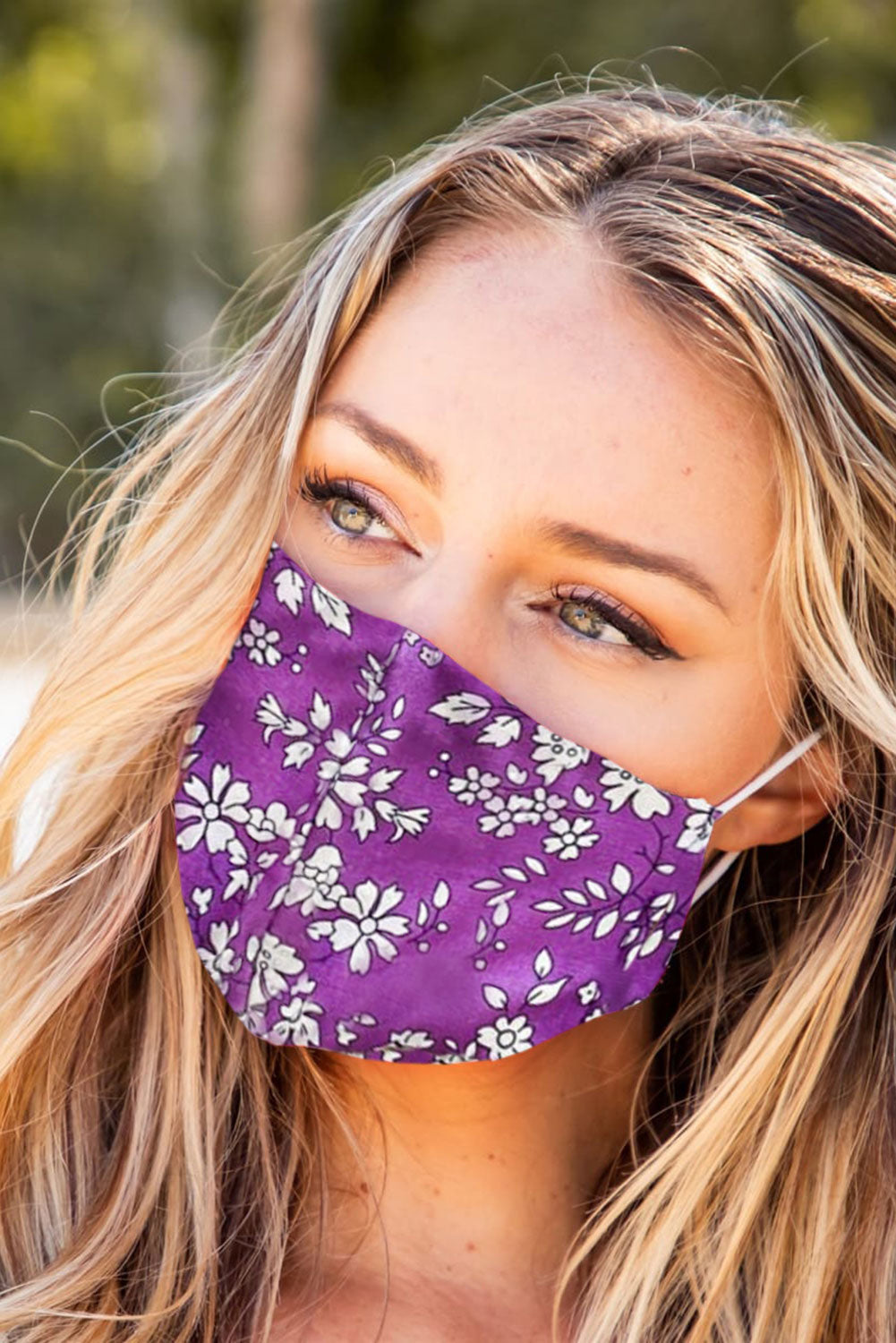 Purple Floral Print Washable Outdoor Protection Face Mask--Free Shipping at meselling99