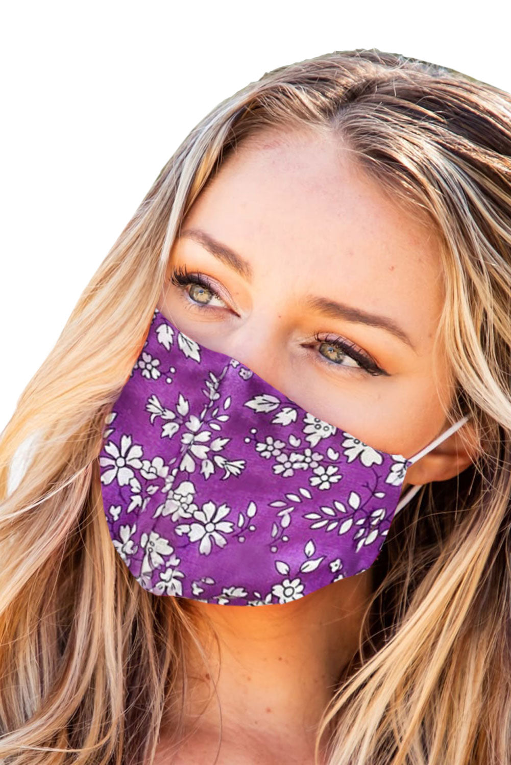 Purple Floral Print Washable Outdoor Protection Face Mask--Free Shipping at meselling99
