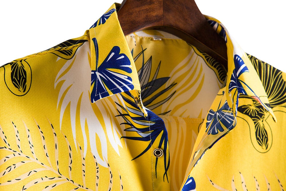 Floral Print Men's Short Sleeves Summer Beach T Shirts-Shirts & Tops-Free Shipping at meselling99