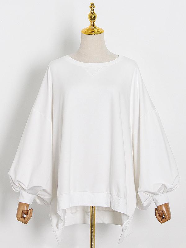 Personality Solid Irregularity Bishop Sleeve Sweatshirts-Sweatshirts-WHITE-S-Free Shipping at meselling99