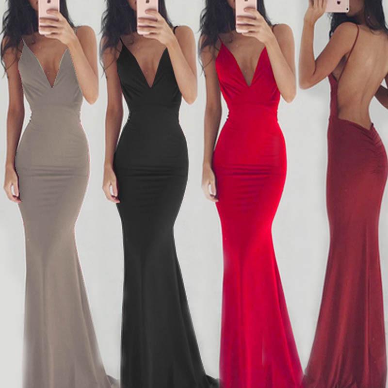 Sexy Sleevess Backless Long Evning Party Dresses-Sexy Dresses-Free Shipping at meselling99