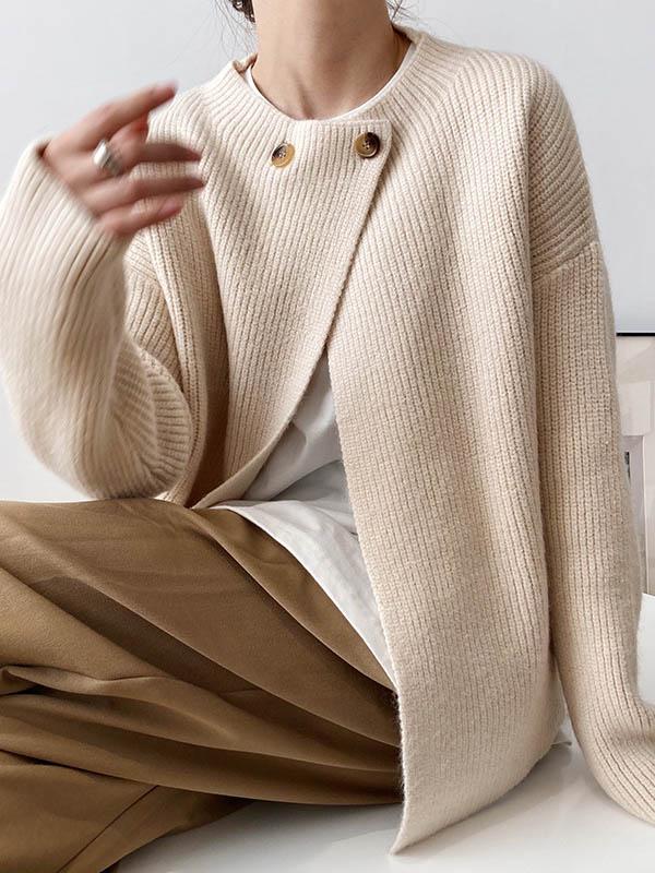 Causal Knit Fashion Designed Cardigan-Outwears-APRICOT-FREE SIZE-Free Shipping at meselling99