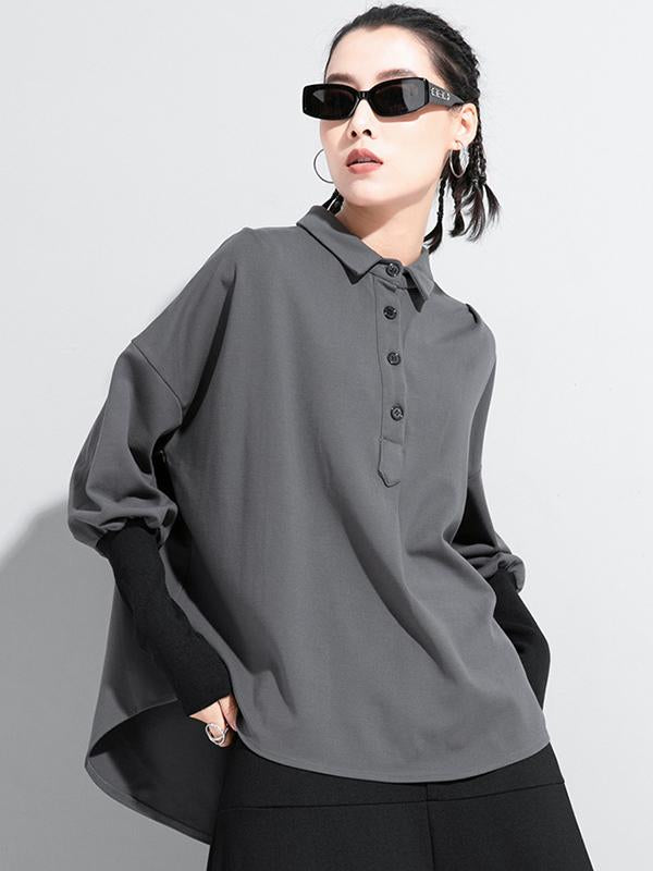 Meselling99 Original Split-Joint Gray&Black Polo Shirt Tops-T-shirts-GRAY-M-Free Shipping at meselling99