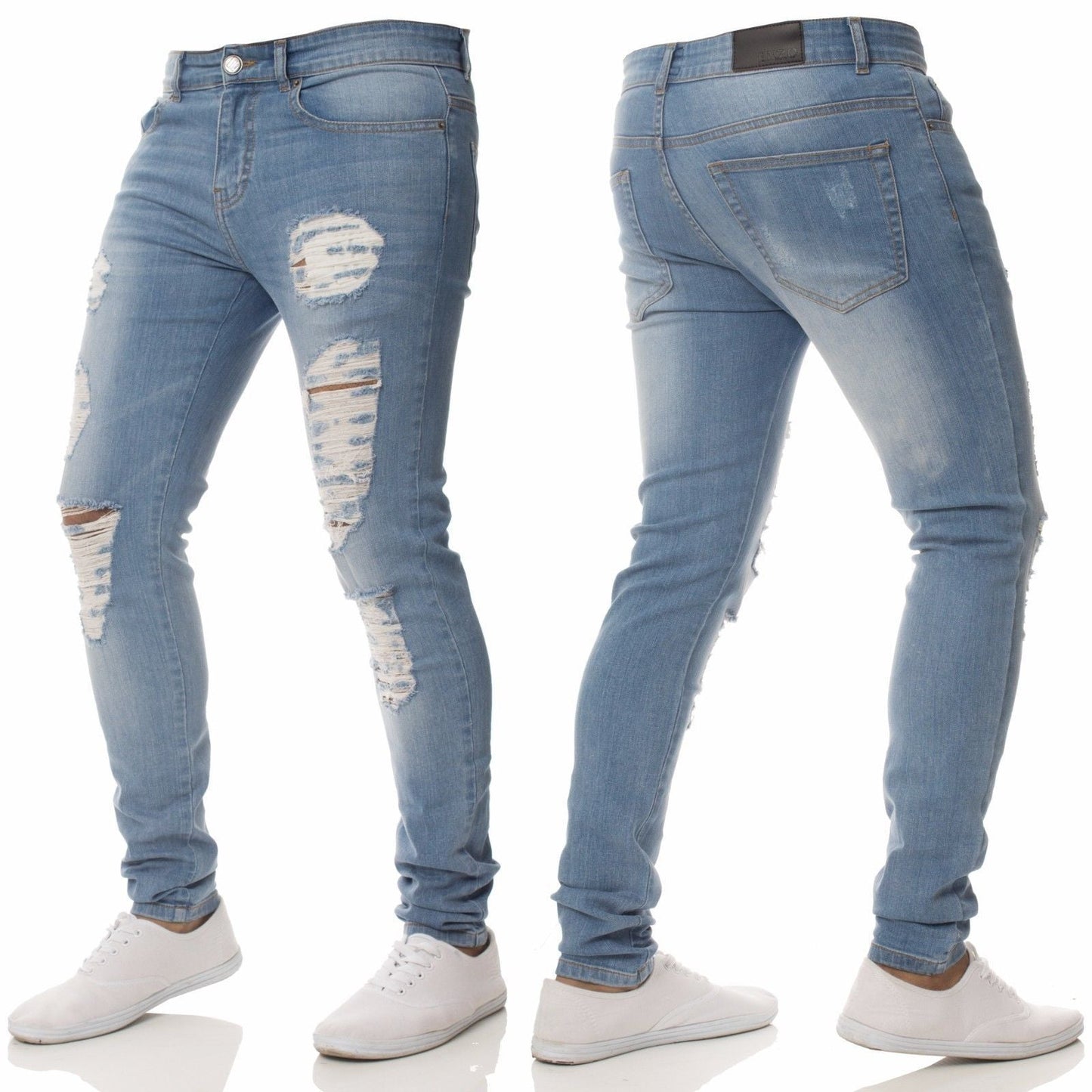 Casual Broken Holes Jeans for Men-Pants-Light Blue-28-Free Shipping at meselling99