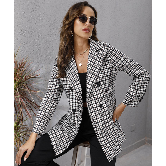 Casual WomenPlaid Turnover Collar Fall Overcoat-Women Outerwear-Free Shipping at meselling99