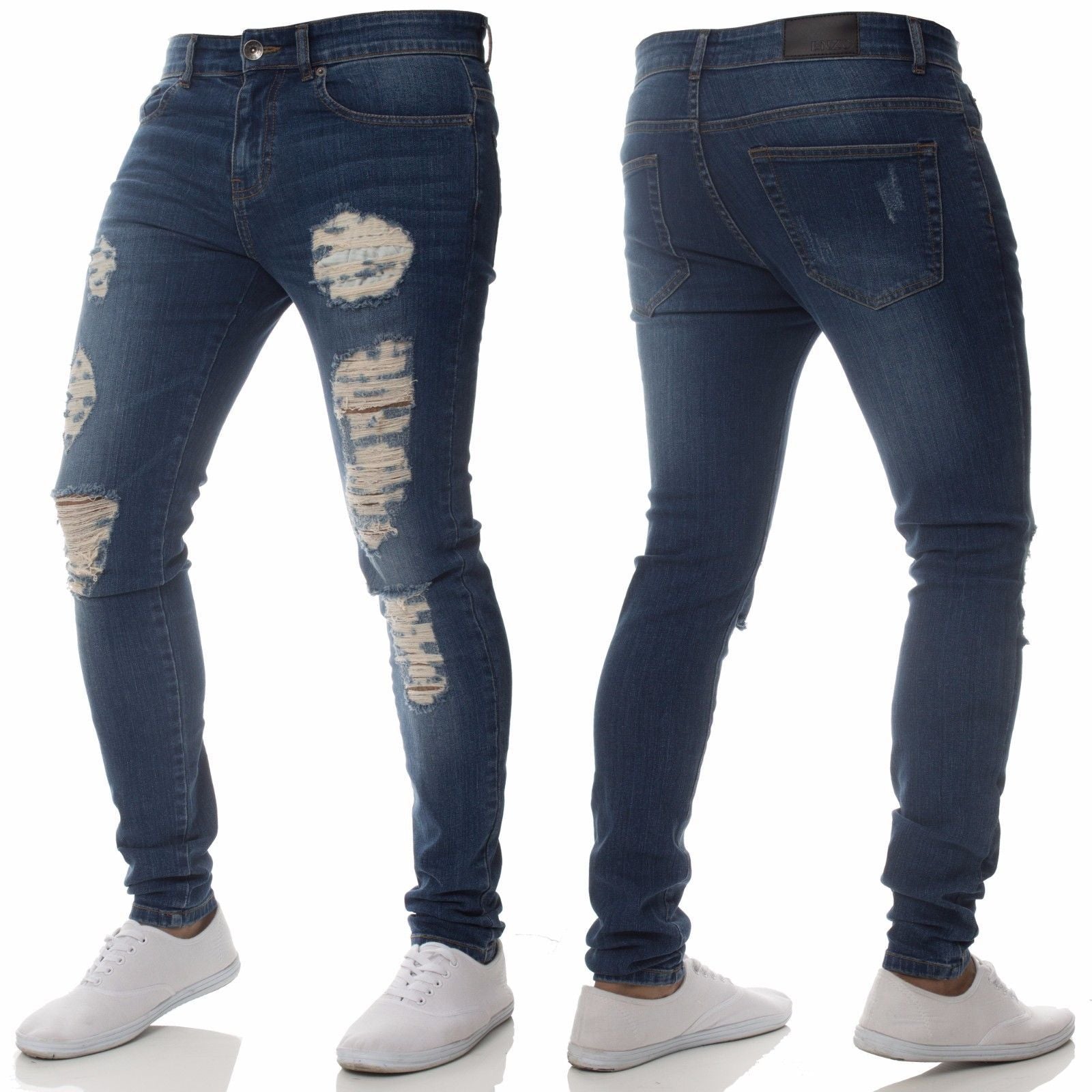 Casual Broken Holes Jeans for Men-Pants-Blue-28-Free Shipping at meselling99