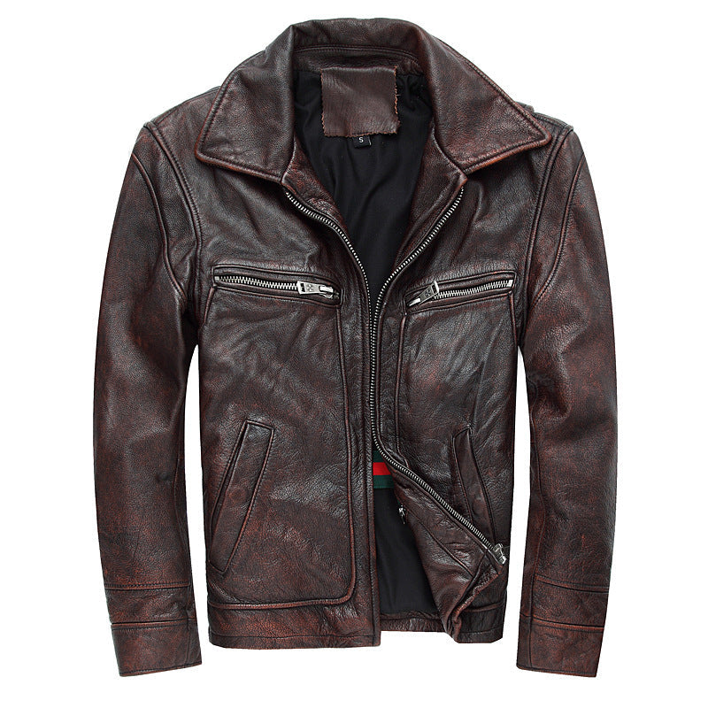Motorcycle Cowhide Leather Jackets for Men-Coats & Jackets-The same as picture-S-Free Shipping at meselling99