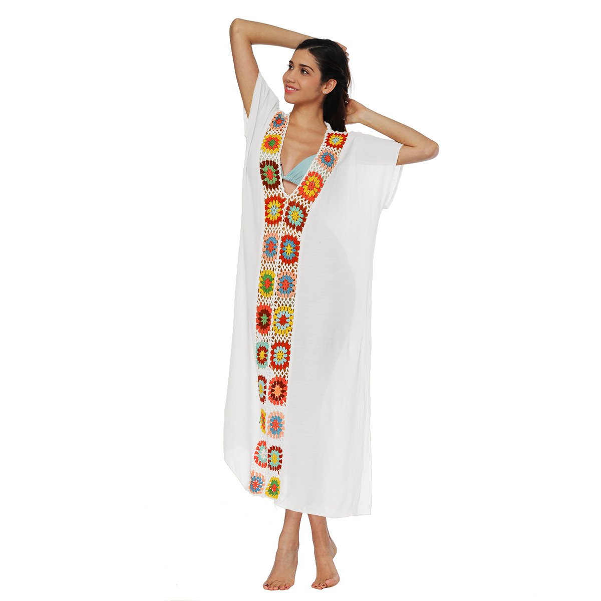 Women Long Summer Beach Cover Ups-White-One Size-Free Shipping at meselling99