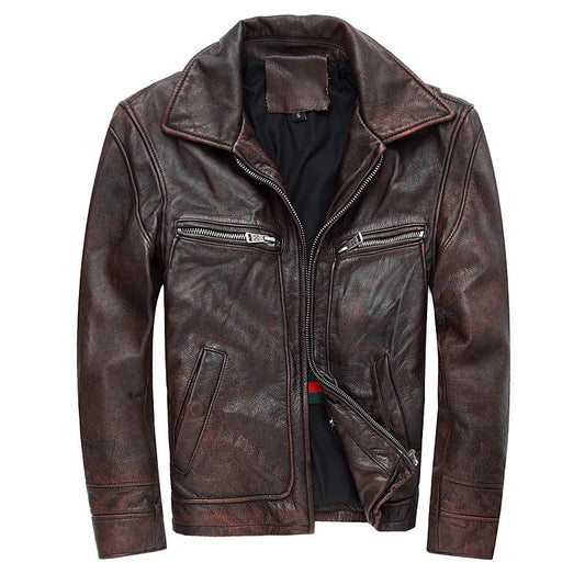 Motorcycle Cowhide Leather Jackets for Men-Coats & Jackets-Free Shipping at meselling99