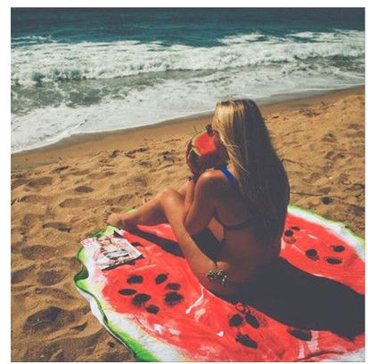 Women Summer 3D Print Beach Round Beach Towel-Watermelon-150*150cm-Free Shipping at meselling99