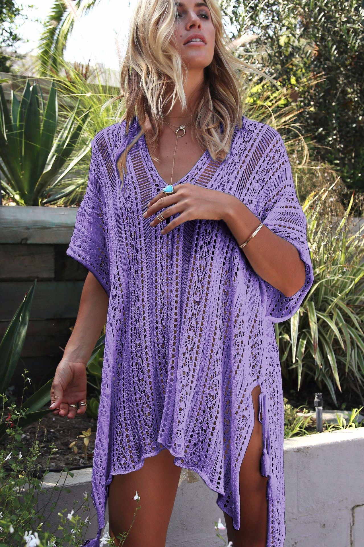Summer Beach Loose Bikini Cover Ups-Light Purple-One Size-Free Shipping at meselling99