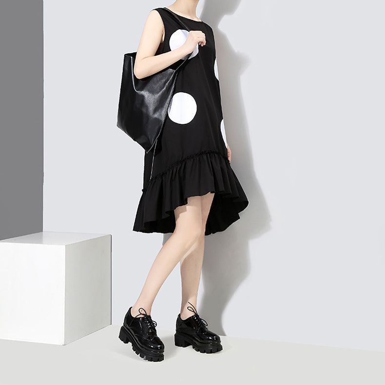 Simple Design Sleeveless Irregular Summer Sleeveless Dresses-Dresses-Black-One Size-Free Shipping at meselling99