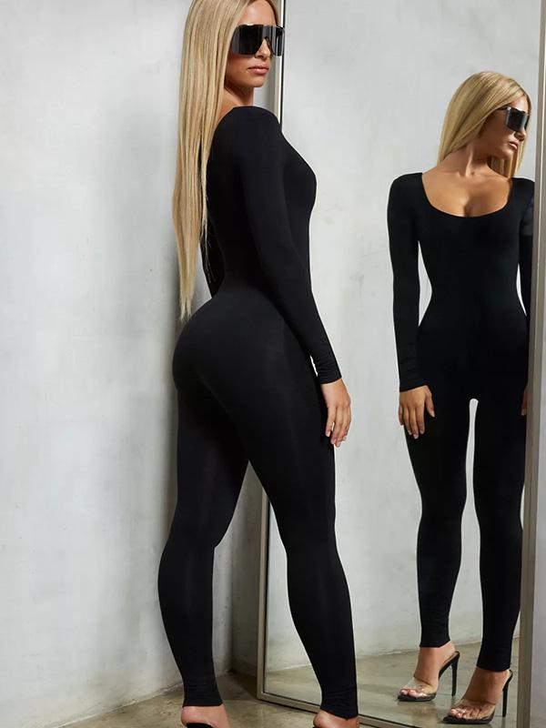 Meselling99 Solid Long Sleeve Casual Jumpsuits-Yoga&Gym Jumpsuits-Free Shipping at meselling99