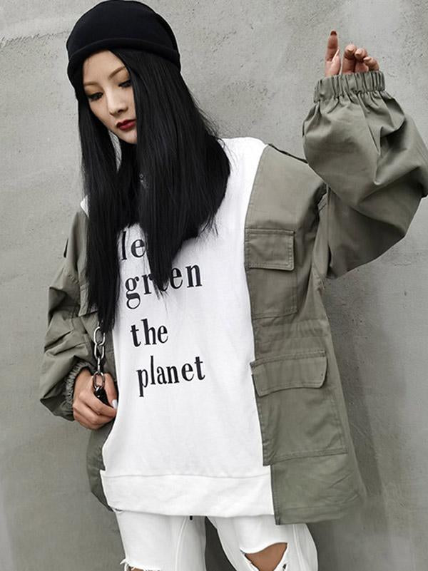 Meselling99 Stylish Split-Joint Contrast Color Letter Print Sweatshirt-Sweatshirts-Free Shipping at meselling99