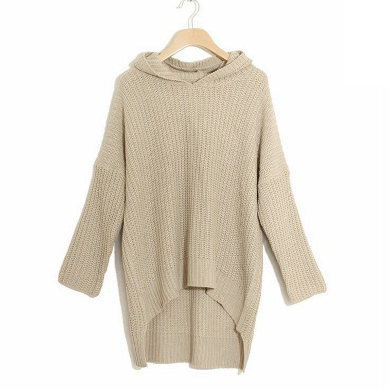 Women Irregular Long Loose Knitted Sweaters-Sweaters-Khaki-One Size-Free Shipping at meselling99