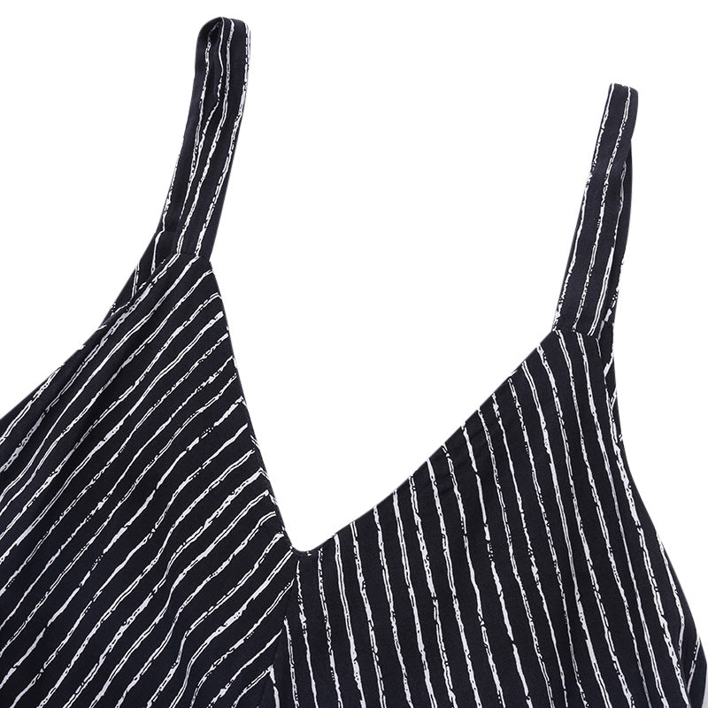 Women Black&white Striped Loose Jumpsuits--Free Shipping at meselling99