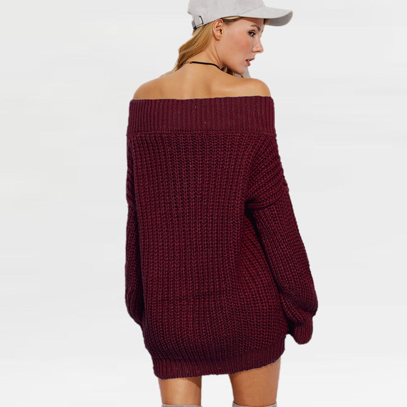 Women Long Sleeves Thick Knitted Sweaters-Sweaters-Free Shipping at meselling99