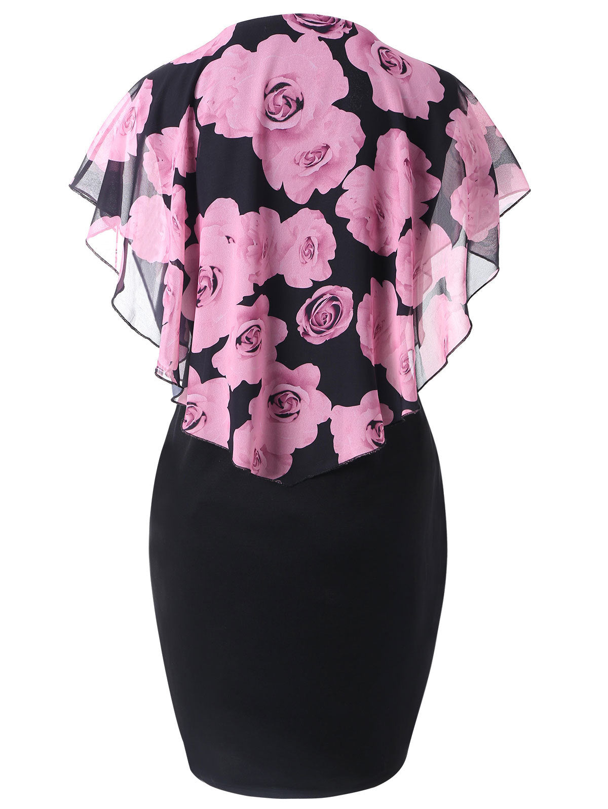 Sexy Rose Print Plus Sizes Bodycon Mini Dresses-Dresses-Free Shipping at meselling99
