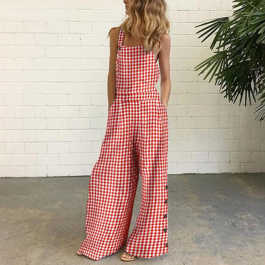 Casual Women Overalls Loose Wide Leg Jumpsuits-Jumpsuits & Rompers-S-Red-Free Shipping at meselling99