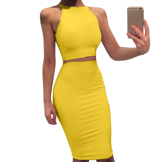 Sexy Round Neck Two Pieces Bodycon Dresses-Sexy Dresses-Free Shipping at meselling99