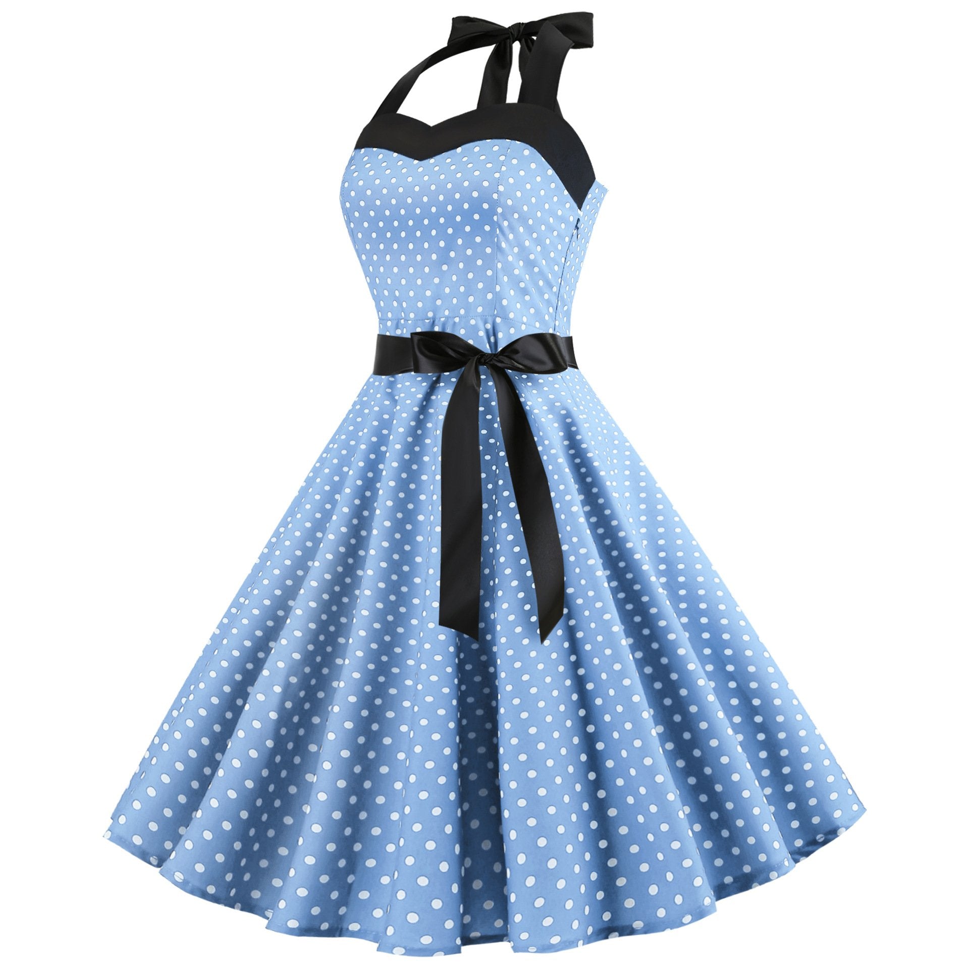 Summer Halter Dot Print Strapless Retro Dresses-Vintage Dresses-Free Shipping at meselling99