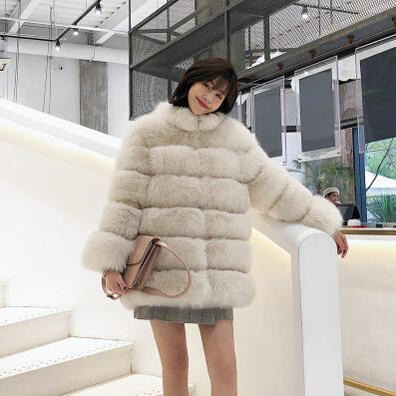 Fashion Leather with Fur Long Sleeves Winter Coats for Women-Coats & Jackets-White-S-Free Shipping at meselling99