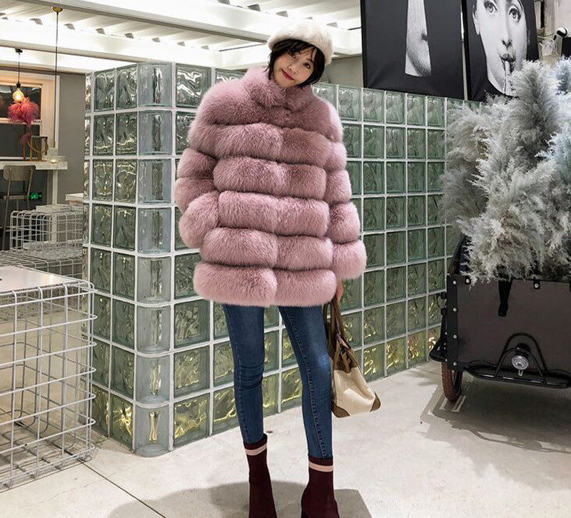 Fashion Leather with Fur Long Sleeves Winter Coats for Women-Coats & Jackets-Free Shipping at meselling99