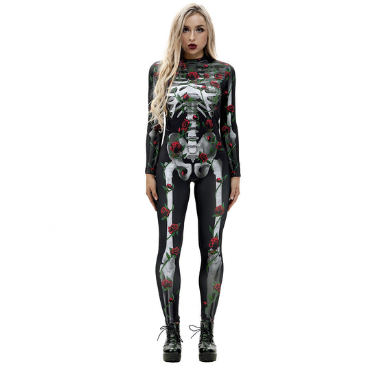 Sexy Skeleton Print Jumpsuits Costume for Halloween-Costumes & Accessories-BAX013-S-Free Shipping at meselling99