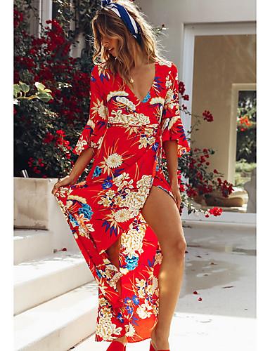 Women Plus Sizes Summer Holiday Long Dresses-Maxi Dresses-Red-S-Free Shipping at meselling99