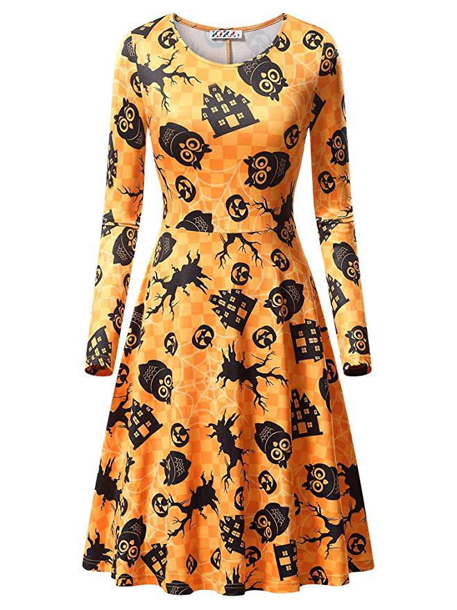 Halloween Pumpkin Long Sleeves Dresses-Halloween Dresses-Style2-S-Free Shipping at meselling99