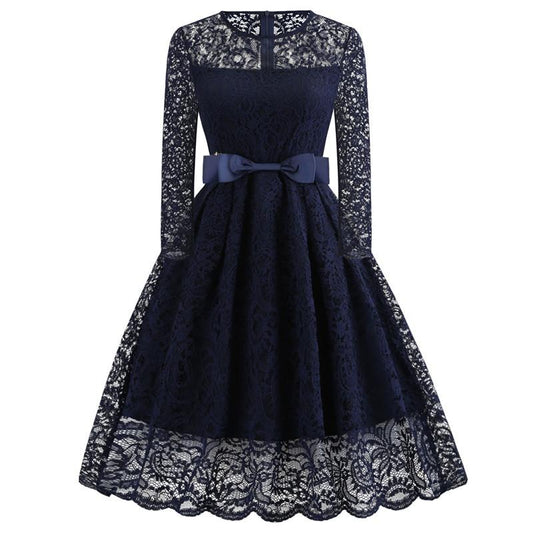 Vintage Lace Long Sleeves Bet Slim Lace Dresses-Vintage Dresses-Free Shipping at meselling99