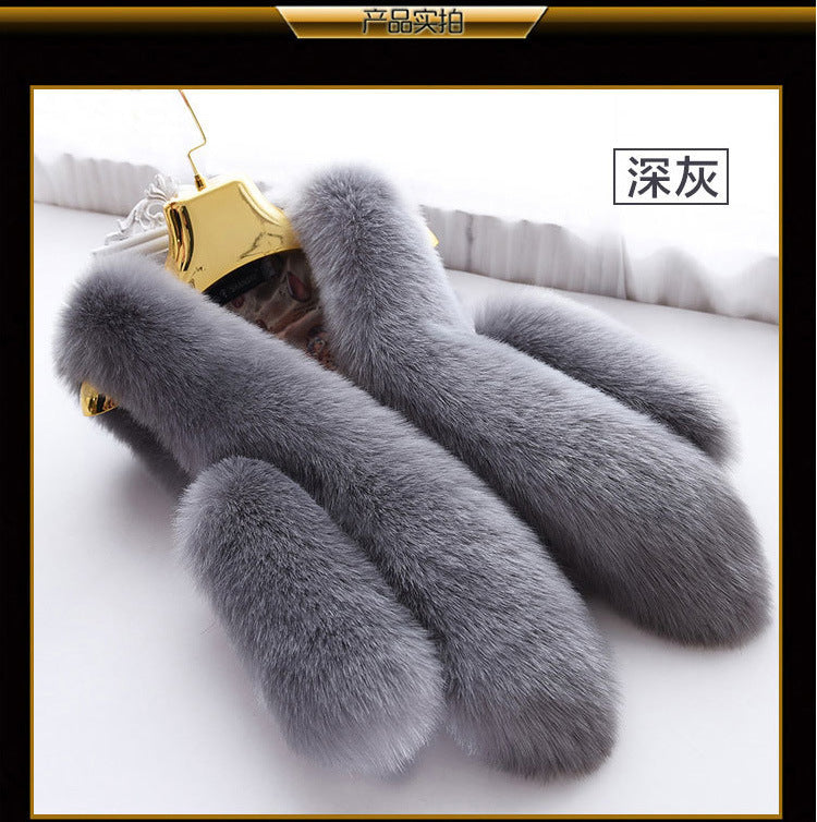Fashion Women Artificial Fox Fur Sleeveless Vest-vest-Dark Gray-S-Free Shipping at meselling99