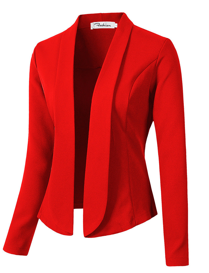 Leisure Women Long Sleeves Blazer Coat-Shirts & Tops-Red-S-Free Shipping at meselling99