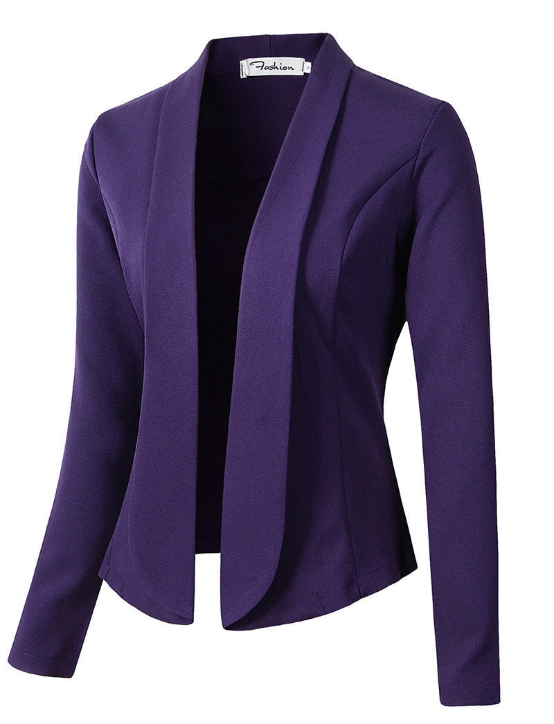 Leisure Women Long Sleeves Blazer Coat-Shirts & Tops-Purple-S-Free Shipping at meselling99