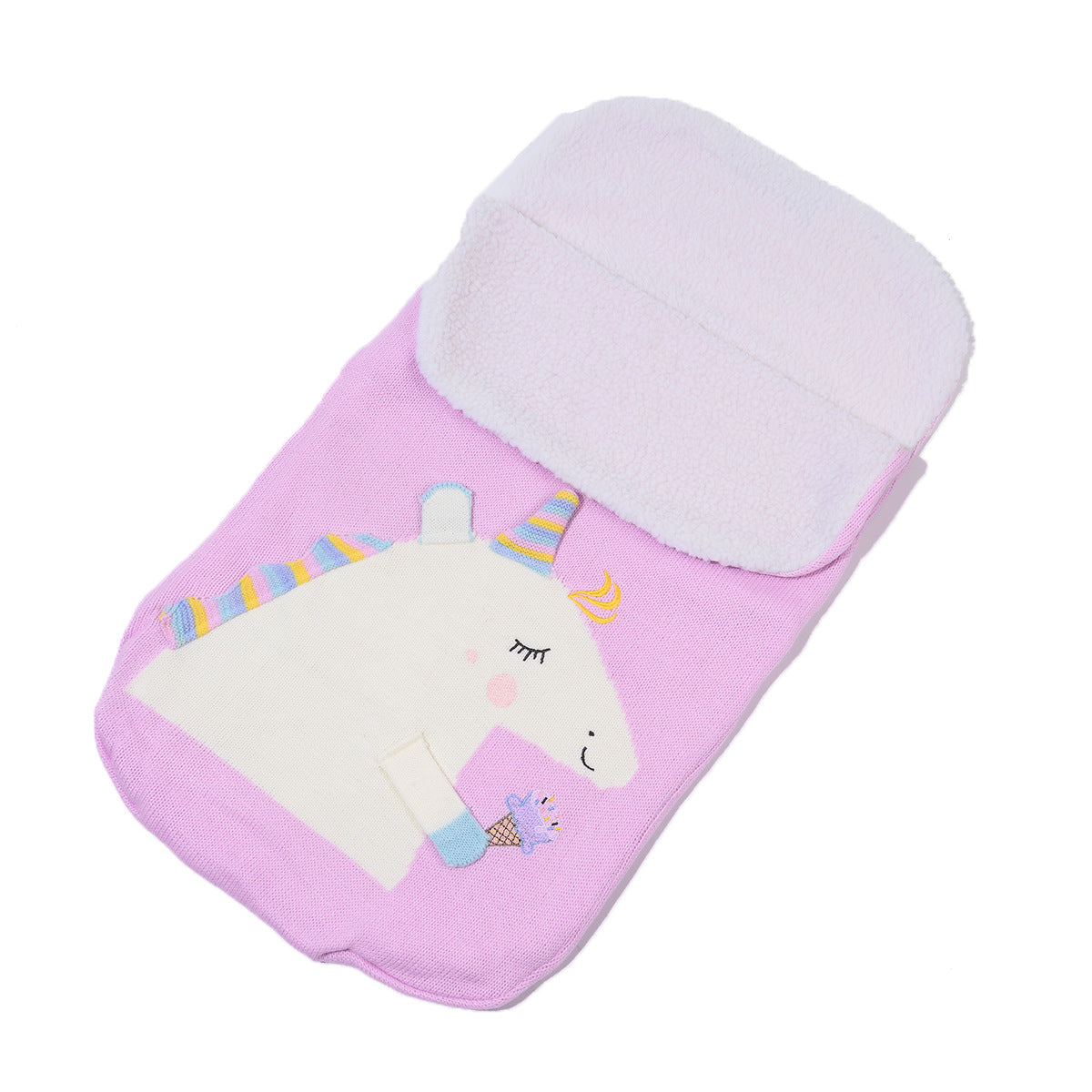 Unicorn Print Velevt Knitting Sleeping Bag for Cart-Pink-Free Shipping at meselling99