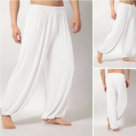 Casual Men's Yoga Cotton Cozy Pants-Men Yoga Pants-White-S-Free Shipping at meselling99