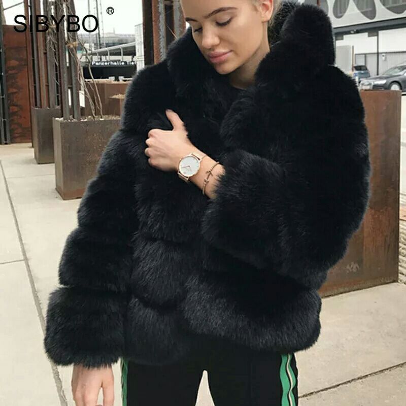 Winter Warm Artificial Fox Fur Overcoat for Men-Outerwear-Black-S-Free Shipping at meselling99