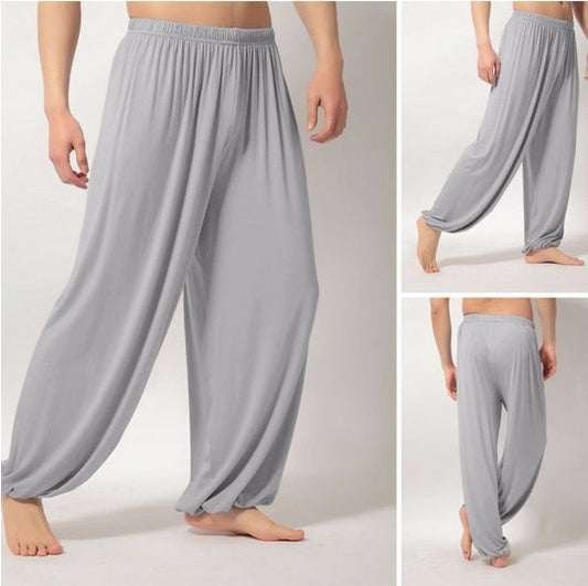 Casual Men's Yoga Cotton Cozy Pants-Men Yoga Pants-Light Gray-S-Free Shipping at meselling99
