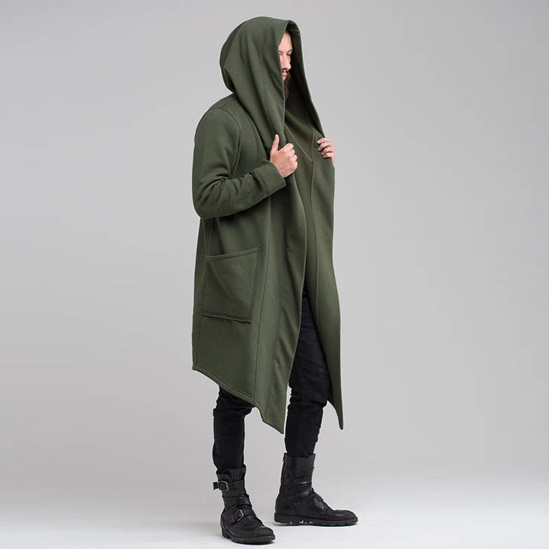 Men's Fall Cape Cardigan Hoodies M1004-Men Outerwear-Green-S-Free Shipping at meselling99