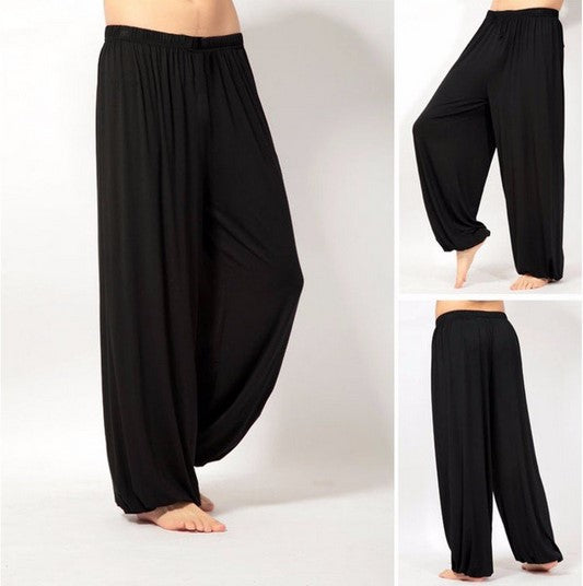 Casual Men's Yoga Cotton Cozy Pants-Men Yoga Pants-Black-S-Free Shipping at meselling99