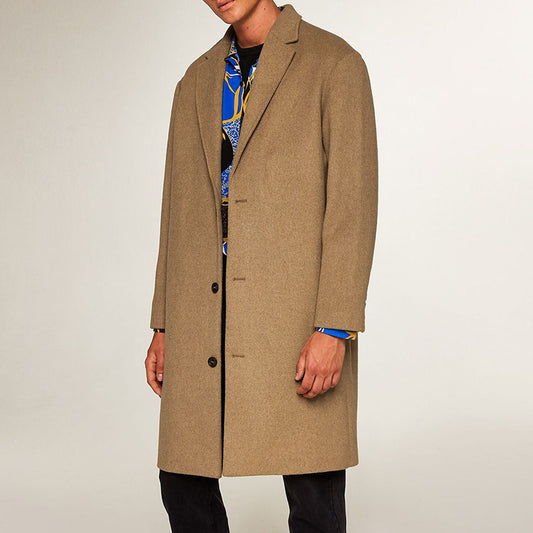 Men's Long Woolen Winter Overcoat M1002-Men Overcoat-Khaki-M-Free Shipping at meselling99