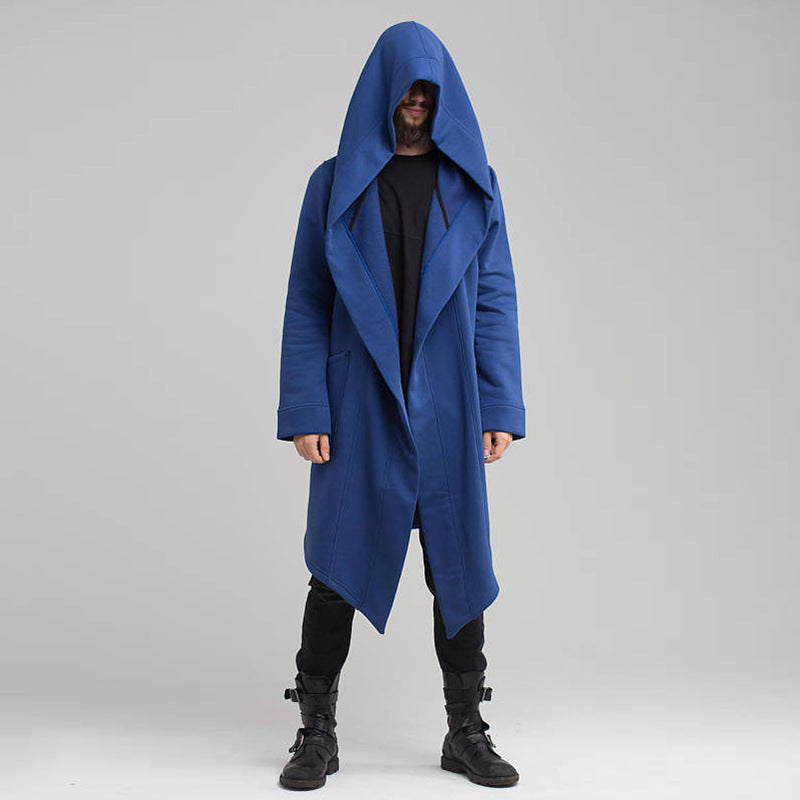 Men's Fall Cape Cardigan Hoodies M1004-Men Outerwear-Blue-S-Free Shipping at meselling99