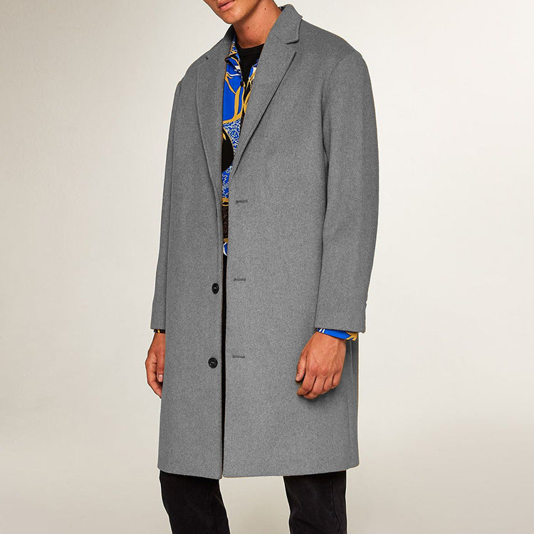 Men's Long Woolen Winter Overcoat M1002-Men Overcoat-Gray-M-Free Shipping at meselling99