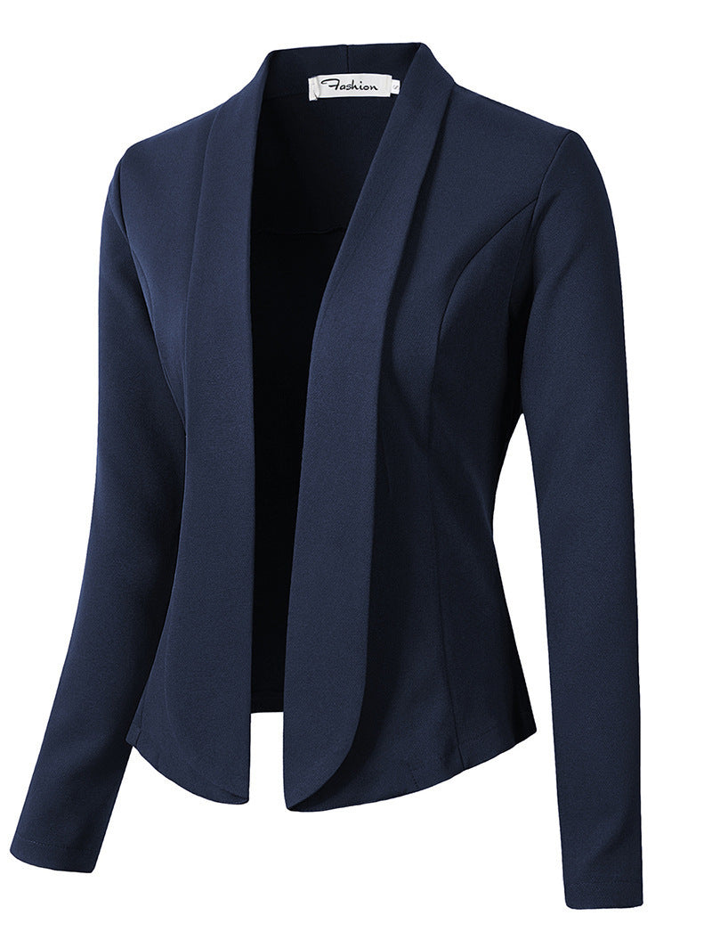 Leisure Women Long Sleeves Blazer Coat-Shirts & Tops-Navy Blue-S-Free Shipping at meselling99